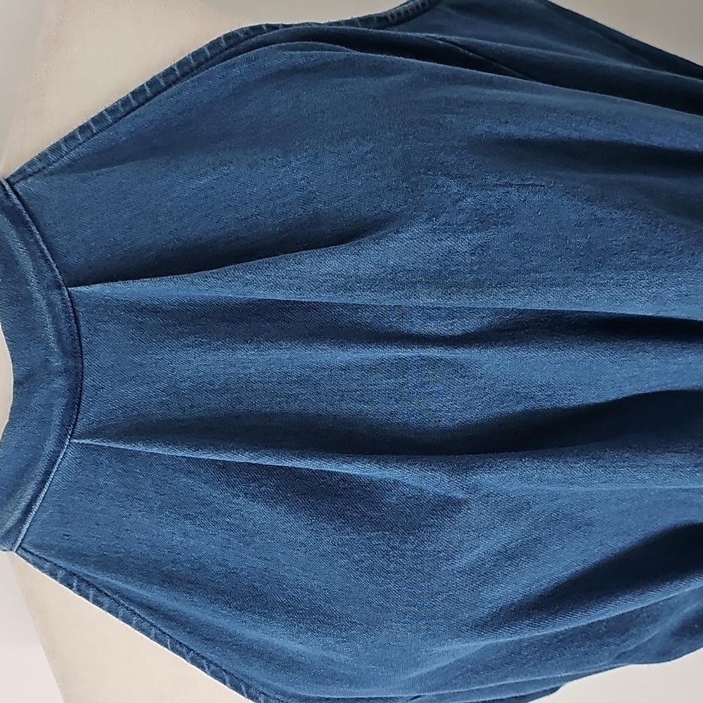 Ashley Stewart Fit & Flare Dress Blue Denim wFront Pockets & Detached Belt Sz:20 - Picture 4 of 13